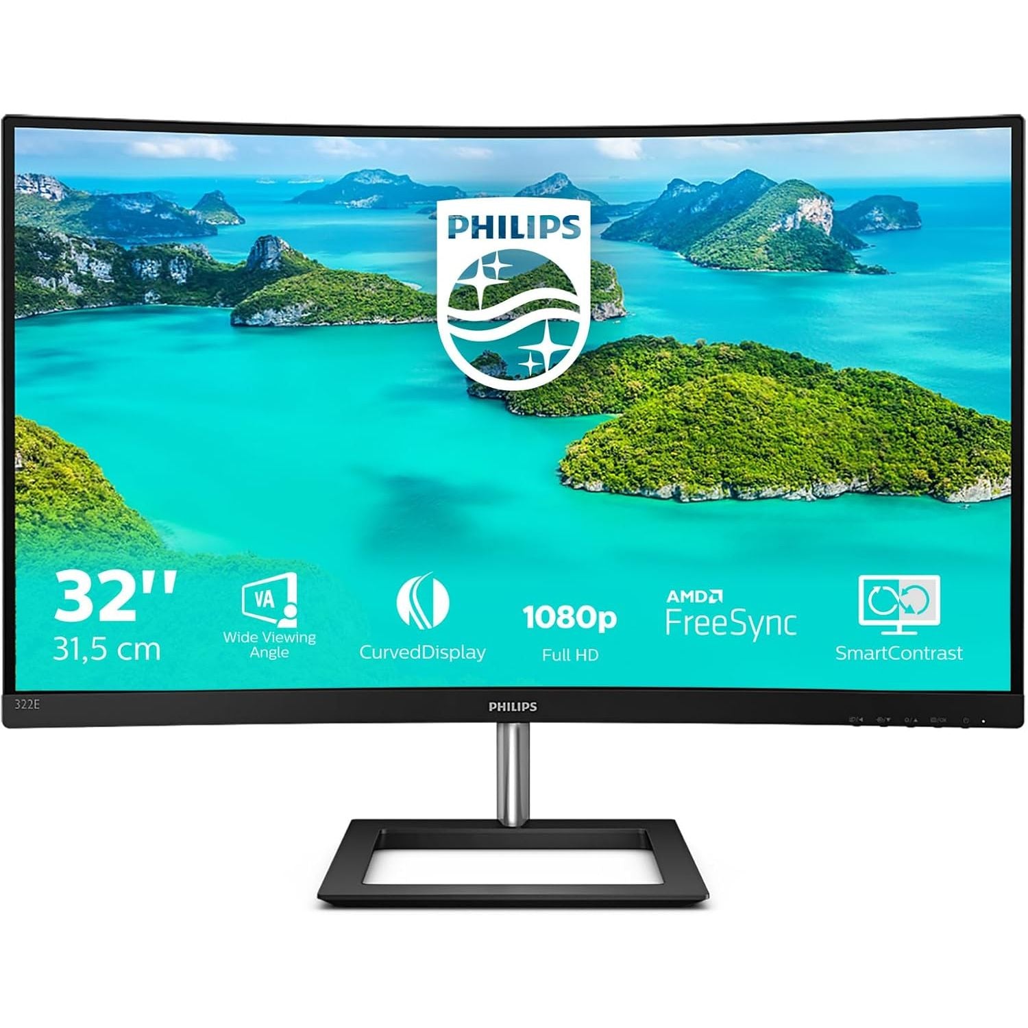 Buy Ecat Tech Ltd,Philips 322E1C 32" FHD Curved Monitor Black – 75Hz VA Display, 4ms Response, AMD FreeSync, SmartImage, Flicker-Free, VGA, HDMI & DisplayPort - Gadcet UK | UK | London | Scotland | Wales| Near Me | Cheap | Pay In 3 | Monitor